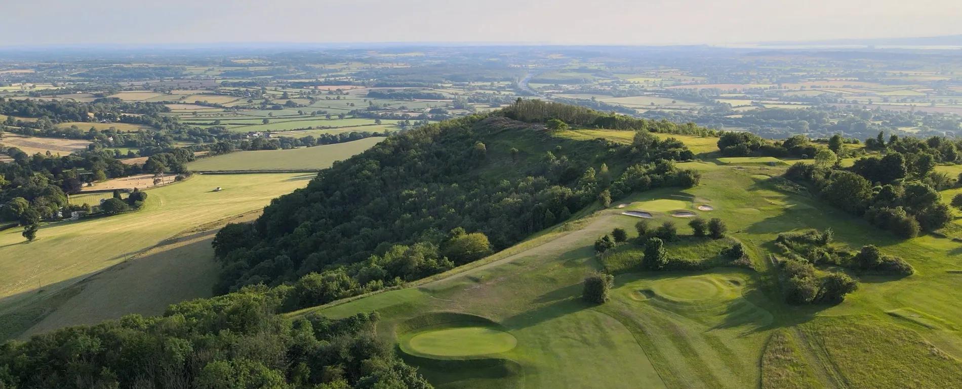 Stinchcombe Hill Golf Club course on the Cotswold escarpment above Dursley